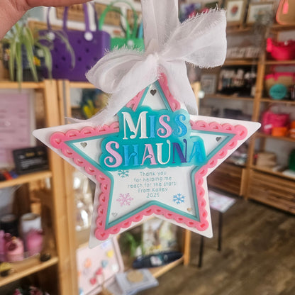 Personalised Kitschmas Teacher Star Ornament | Red Hill Creative