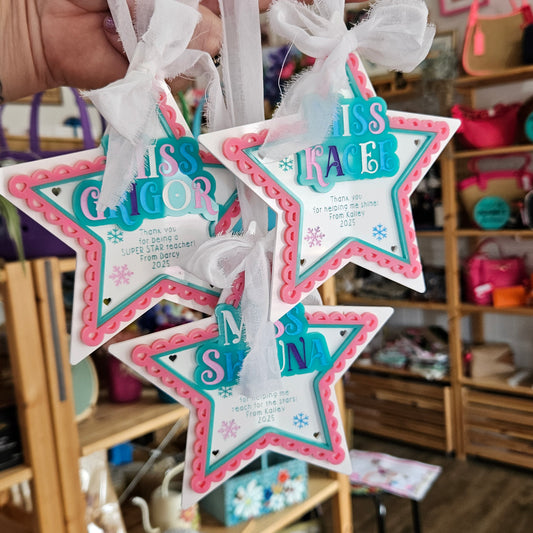 Personalised Kitschmas Teacher Star Ornament | Red Hill Creative