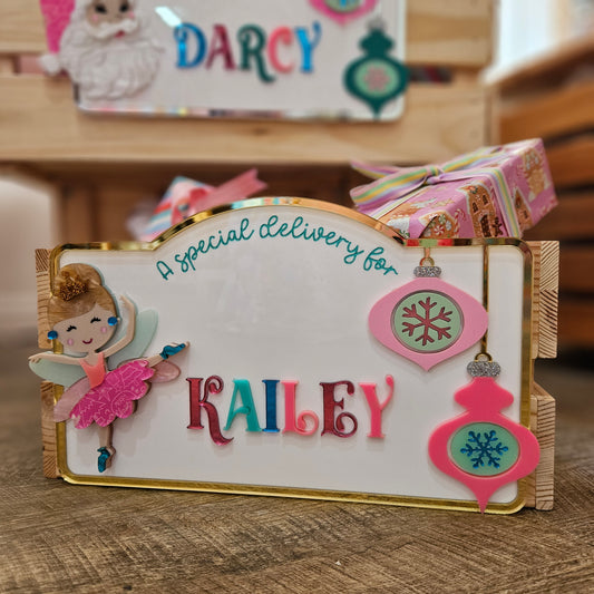 🩰 Kitschmas Special Delivery Plaque – Sugar Plum Fairy Design (Personalised)