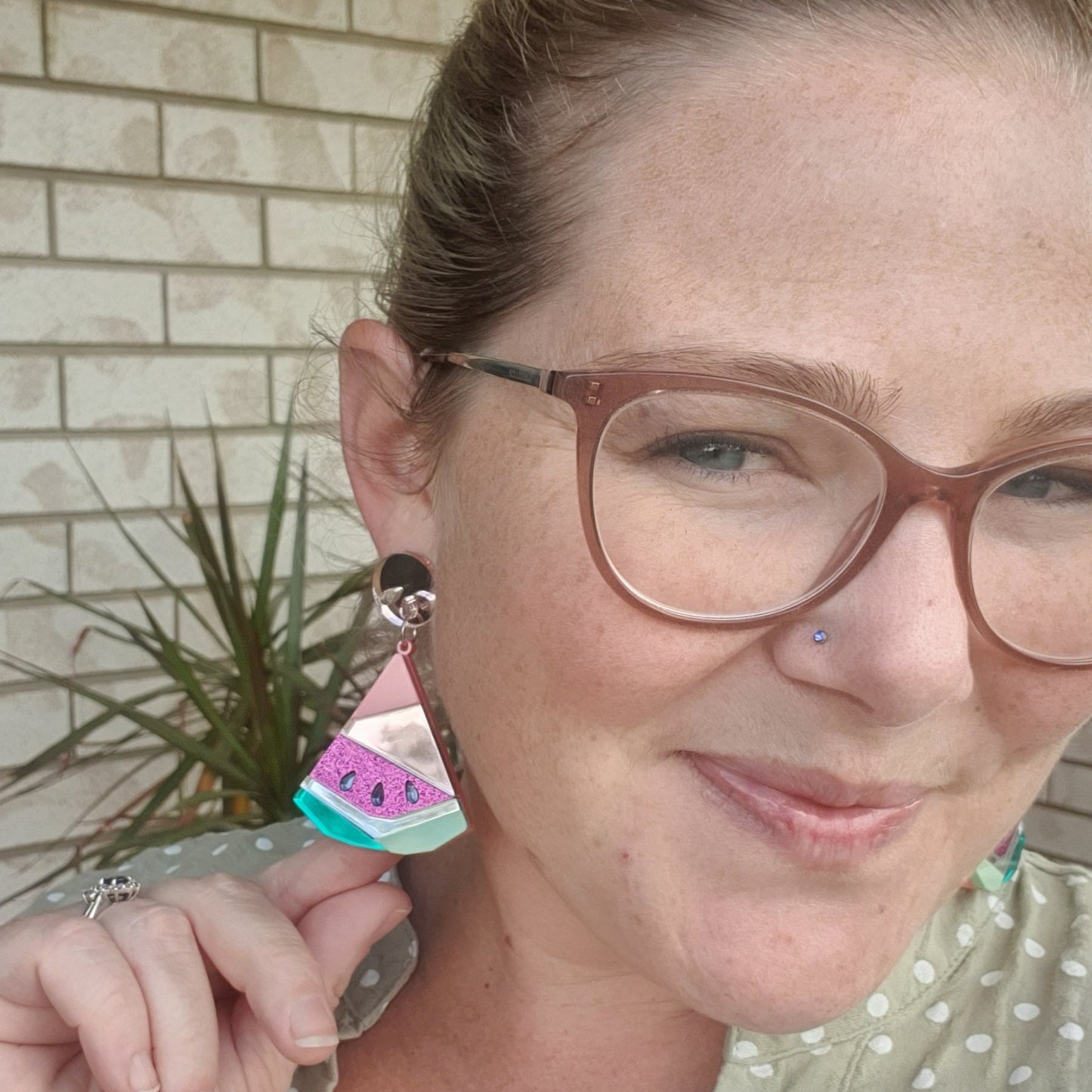 Patchwork Watermelons Surgical Steel Earrings THE ORIGINAL