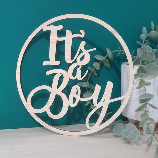 'It's A Boy' Bamboo Hoop