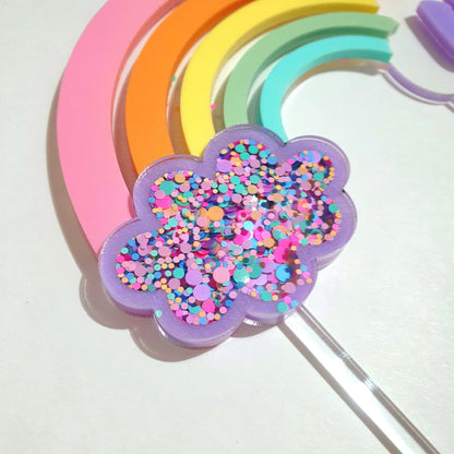 Rainbow Confetti Cake Topper | Personalised