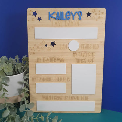 Reusable First & Last Day Milestone Memory Boards PERSONALISED