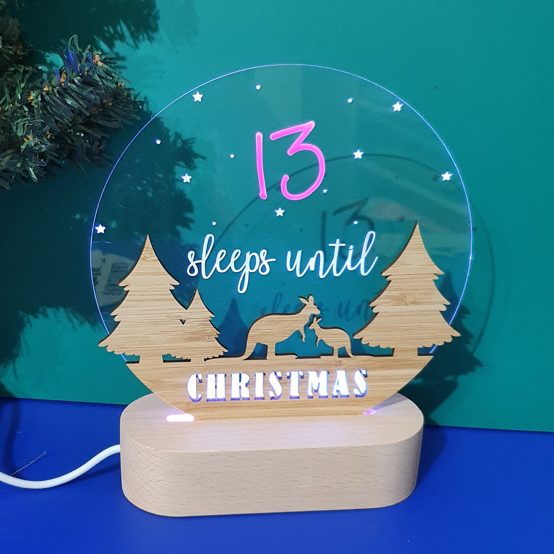 'Sleeps until Christmas' Australian Christmas LED Night Light Count