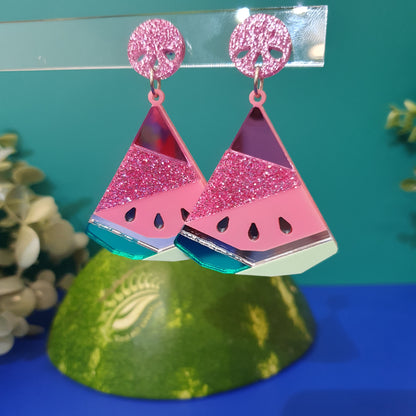 Patchwork Watermelons Surgical Steel Earrings THE ORIGINAL